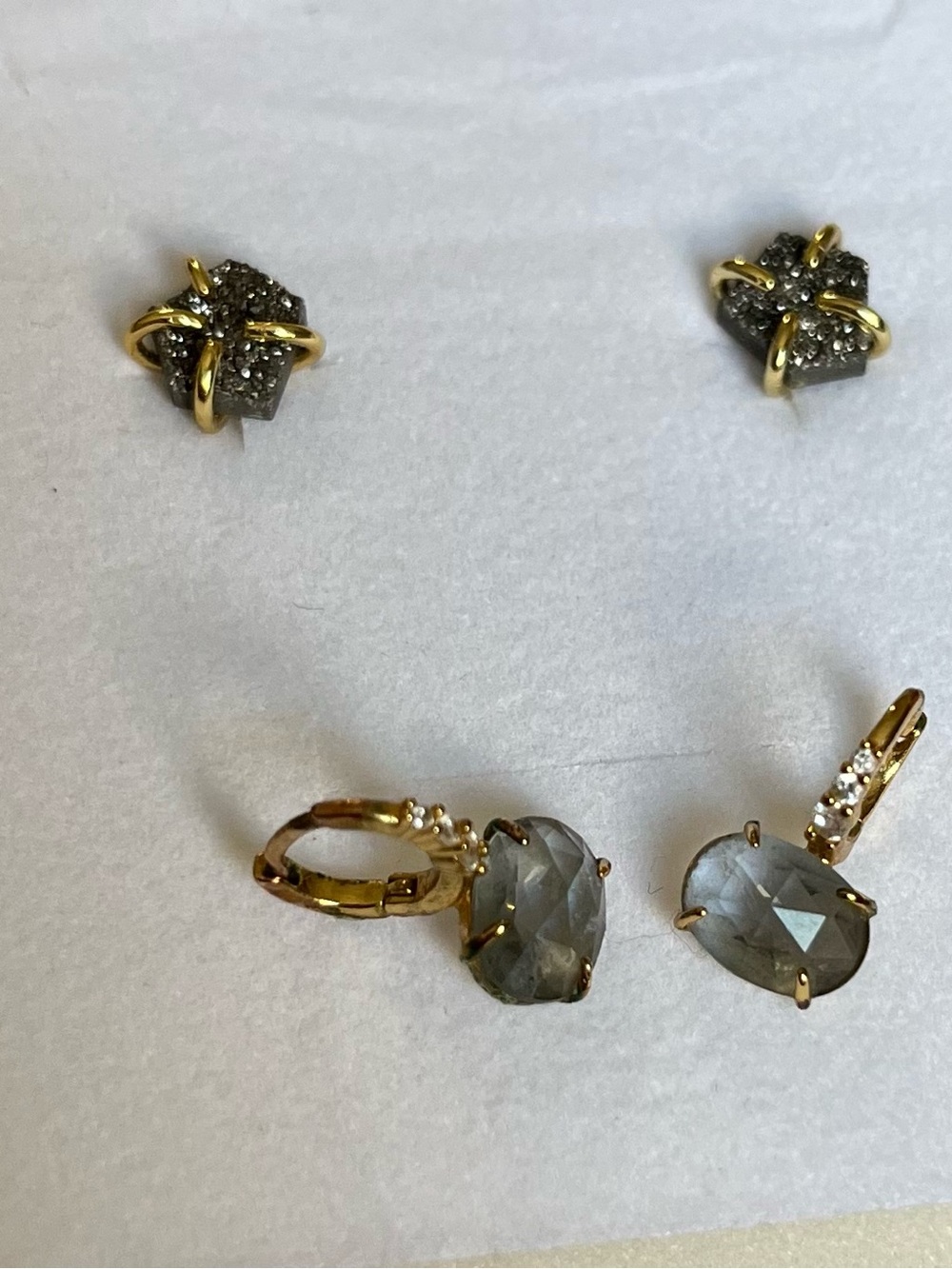 Urban Outfitters earrings set - Gray Stone Huggie Earrings with Pavé Accents
